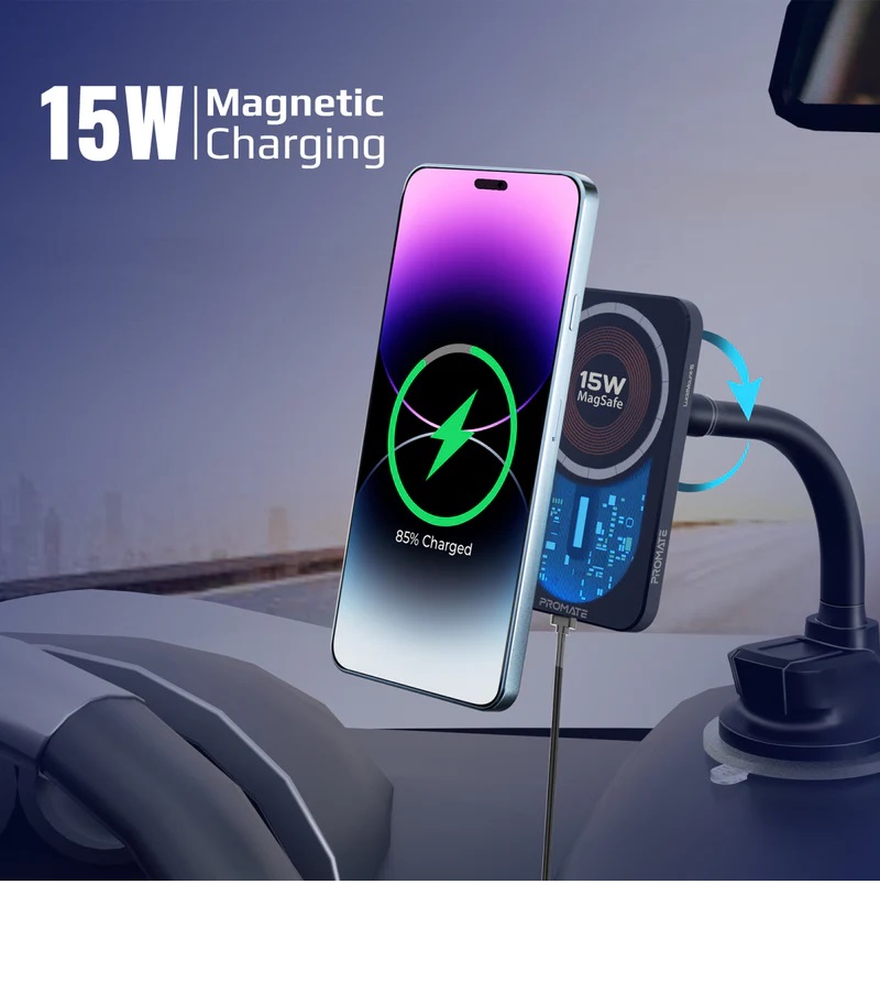 Promate LucidMount -15 Car Wireless Charger 15W