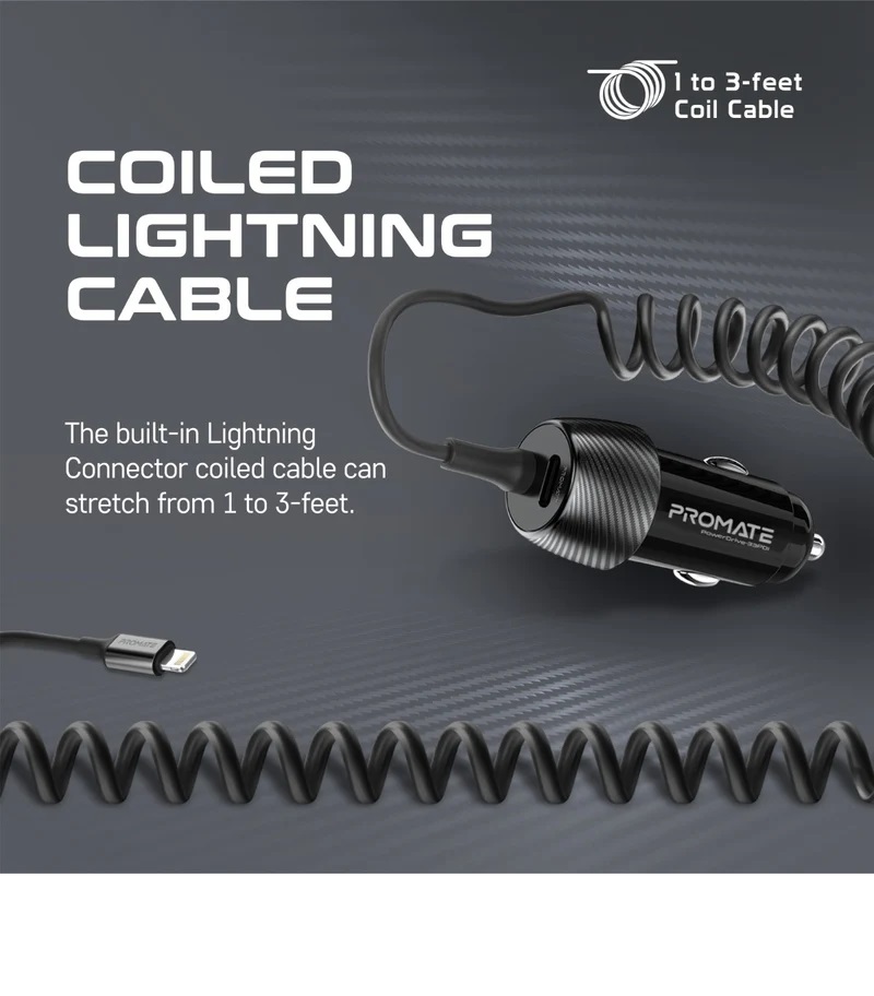 Promate PowerDrive-33PDI Lightning Car Charger 33W