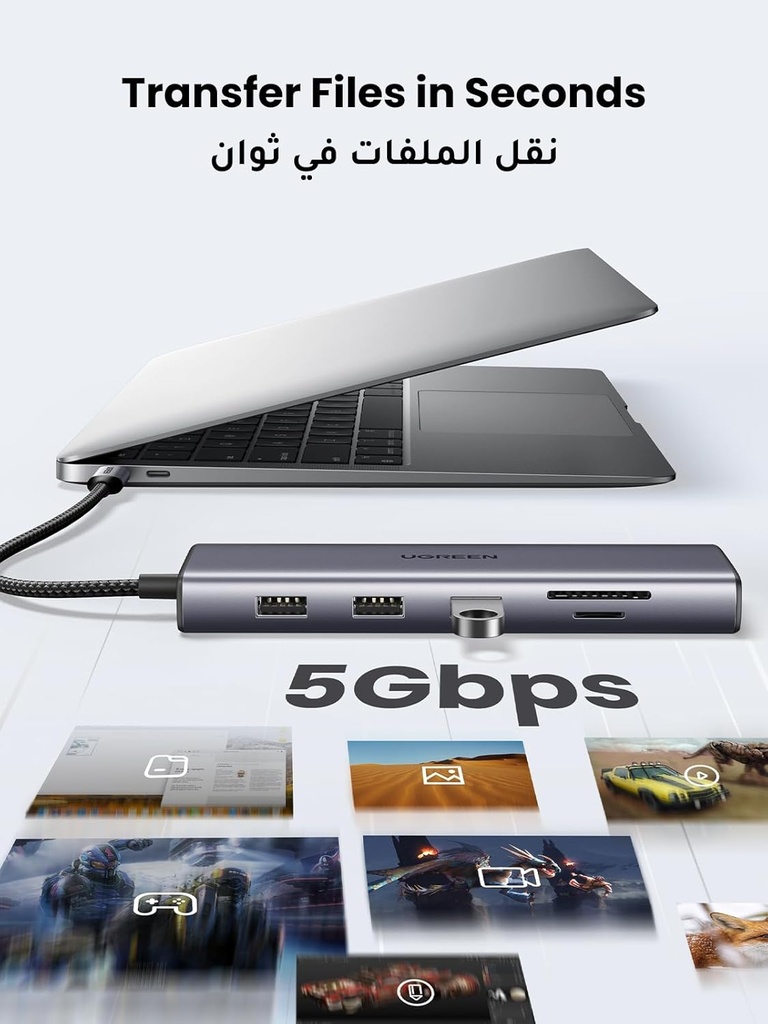 UGREEN 10-in-1 USB-C HUB 3xUSB-A 3.0 + USB-C 100W PD + SD/TF + RJ45 + 4K HDMI + VGA + 3.5mm Space Gr