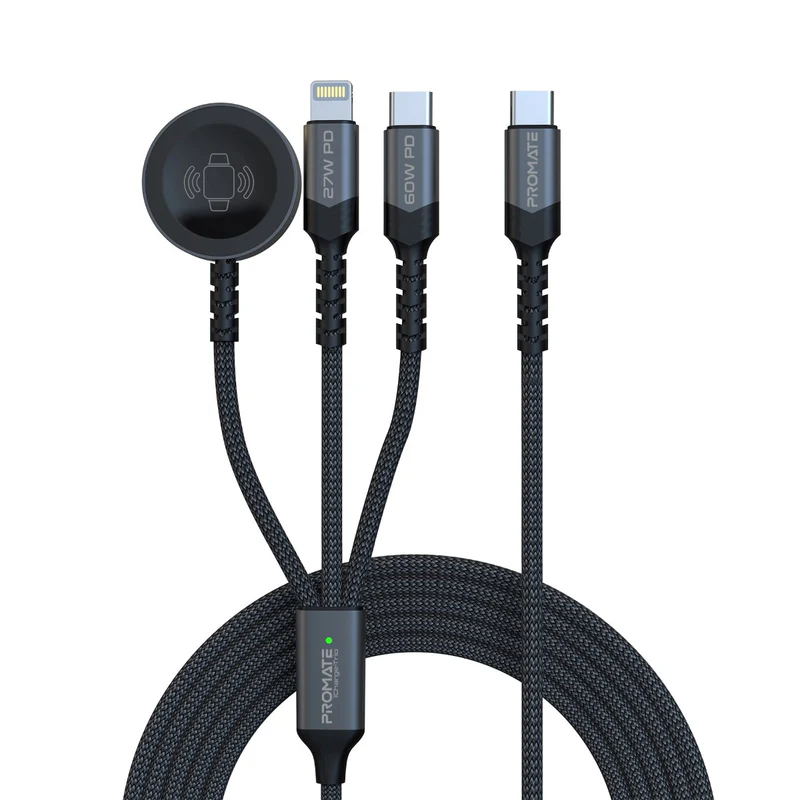 Promate ICharge-Trio 3-in-1USB-C To Lightning & Apple Watch & USB-C
