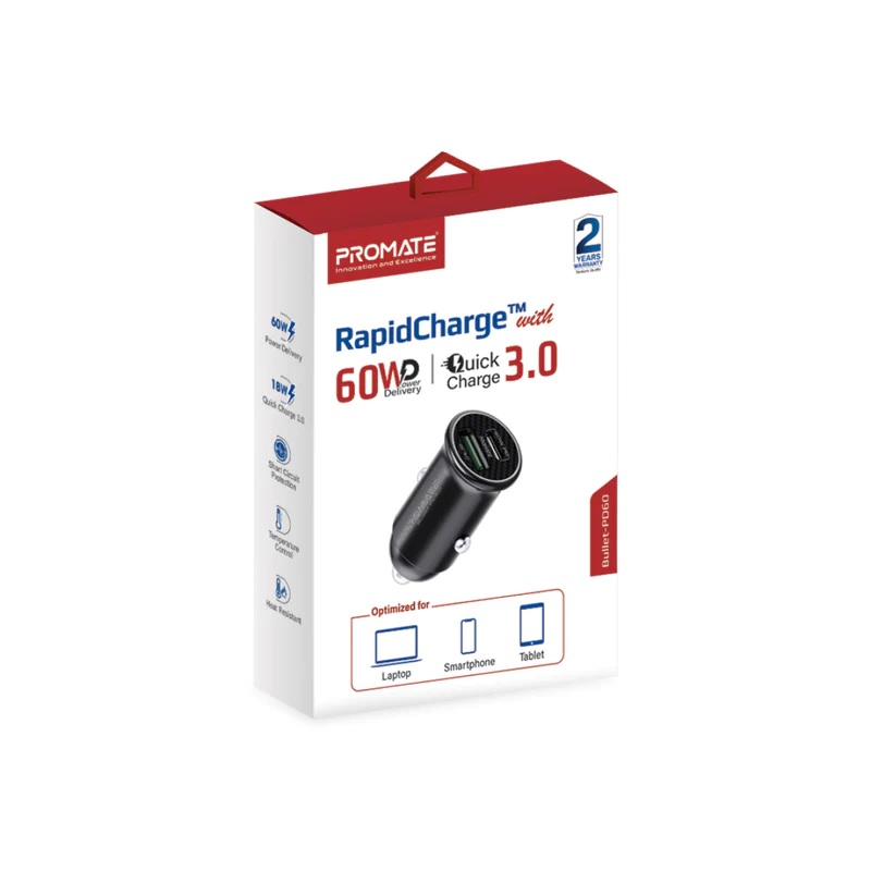 Promate Bullet -PD60 Mini 60W Car Charger