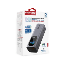 Promate Titan-160 Multi-Port PD 3.1 Power Bank with TFT LCD Screen