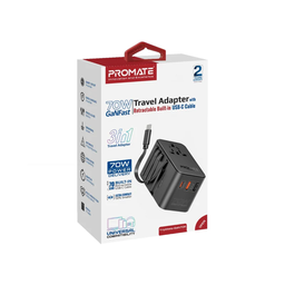 Promate TripMate-GaN70R Travel Adapter 70W
